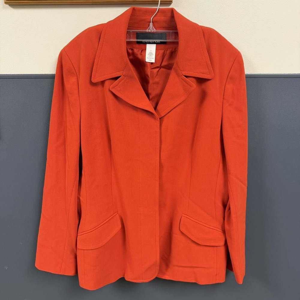 Jones New York Signature Wool Blend Orange Minimalist Orange Blazer Women's  14